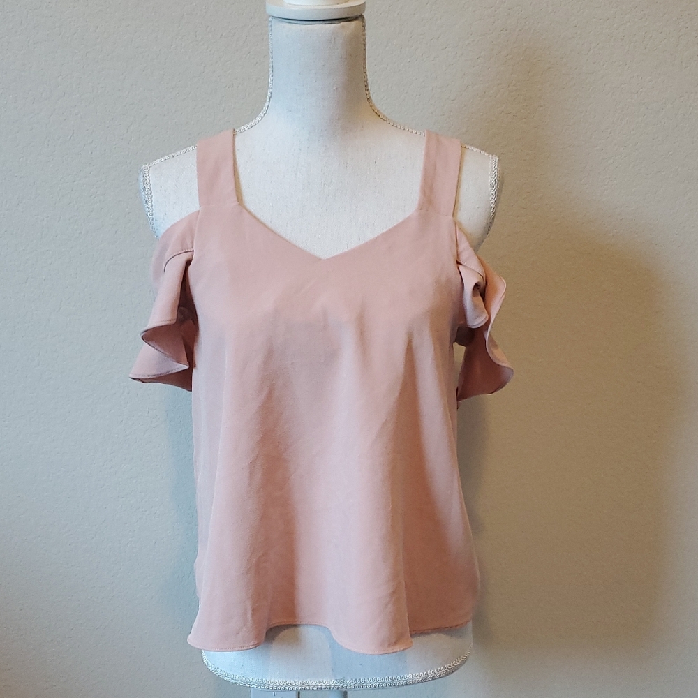 (3 For $20) Forever 21 Dusty Rose Cold-Shoulder Ruffle Tank